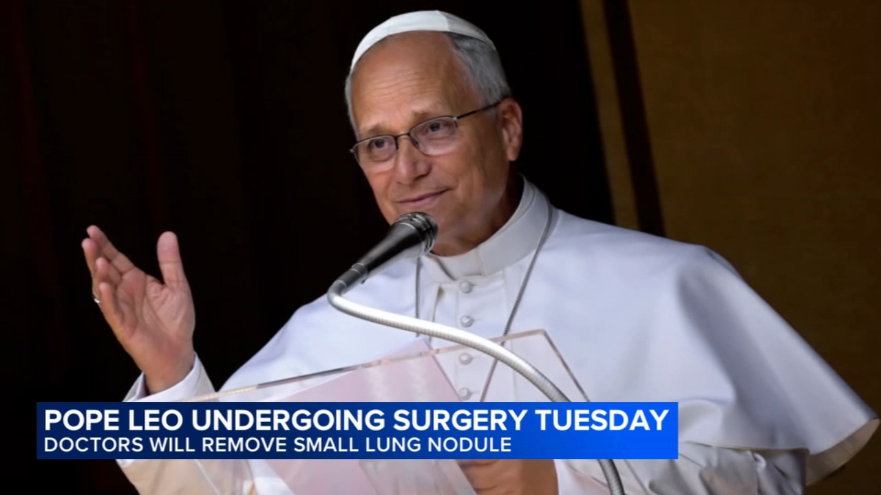 Pope Leo heads to hospital ahead of surgery to remove lung nodule

       — ABC 7 Bay Area, Mountain View Health news