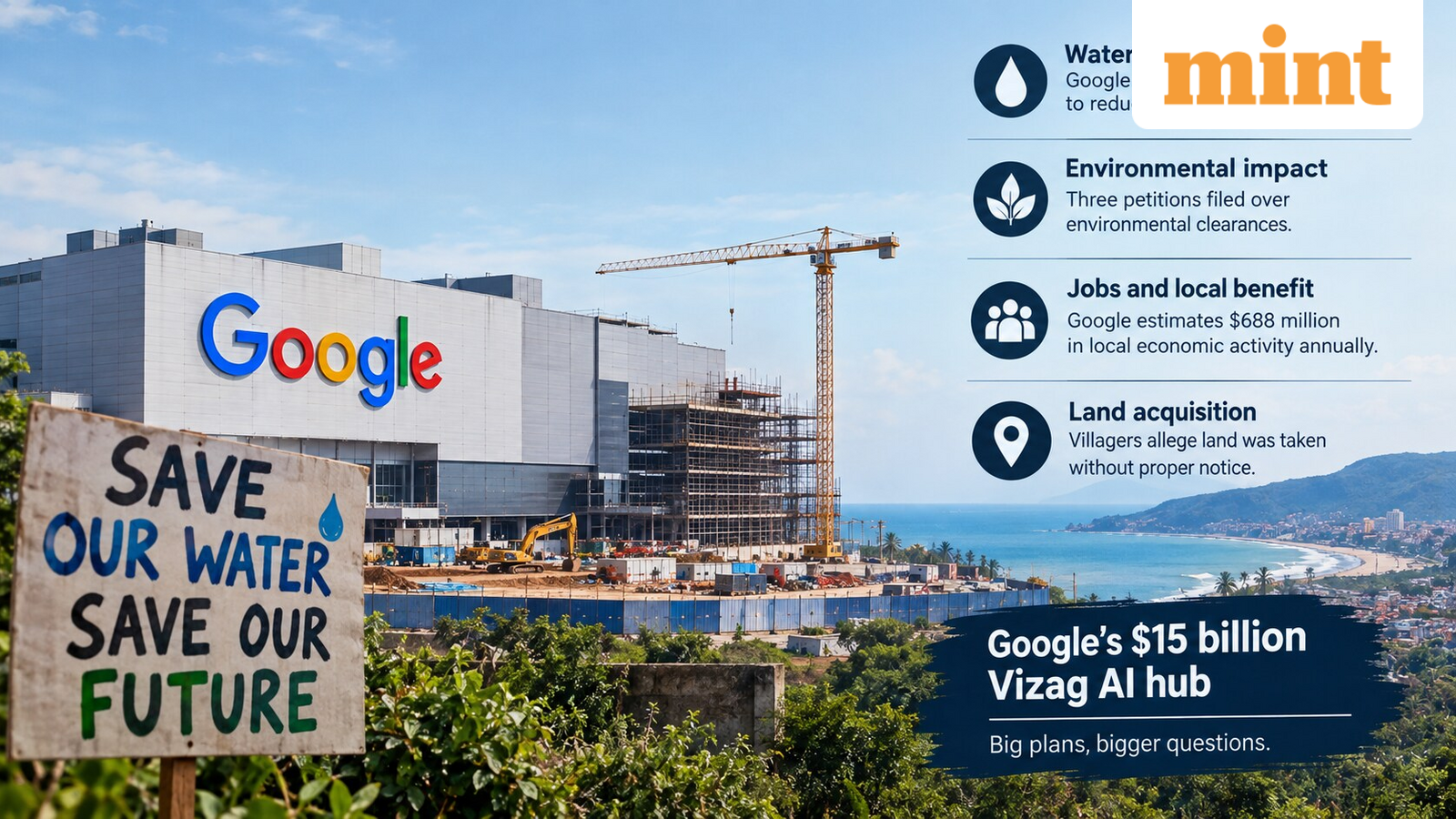 Google defends $15 billion Vizag AI hub as water fears, land disputes and protests put project under scrutiny — Mint India